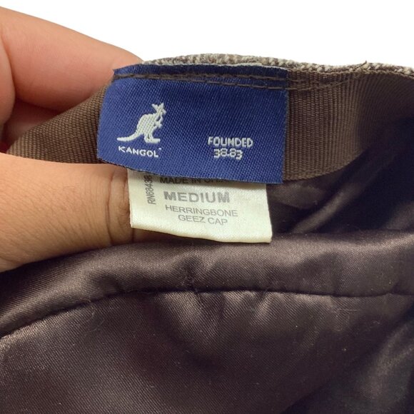 Kangol Herringbone Geez Cap Men Medium Wool Viscose Brown Lined - Picture 4 of 8
